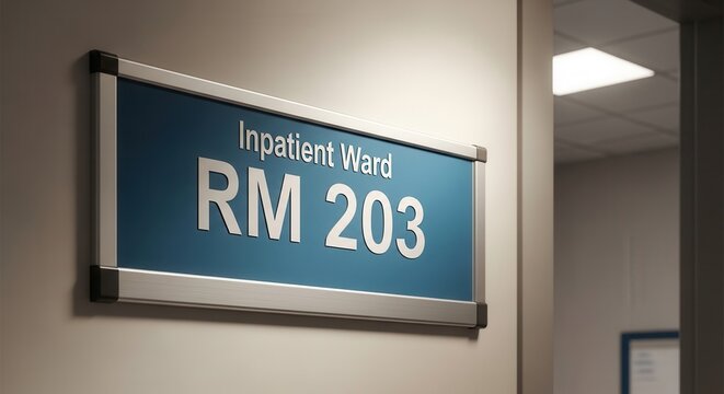 Hospital Room Signage Indicating Inpatient Ward 203 Entrance for Patient Care