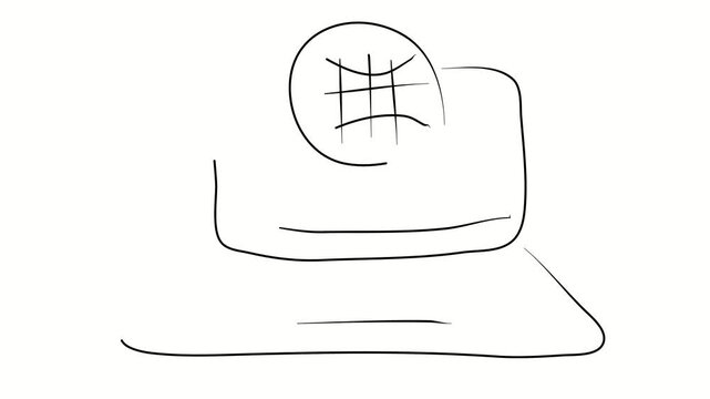 Worldwide broadcast, broadcast. Contour drawing, silhouett animation. Continuous line. Isolated on white. Video 4k object illustration self-drawing. Object construction. Minimalist continuous line dra