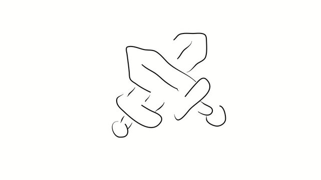 Crossed swords, bladed weapons. Contour drawing, silhouett animation. Continuous line. Isolated on white. Video 4k object illustration self-drawing. Object construction. Minimalist continuous line dra