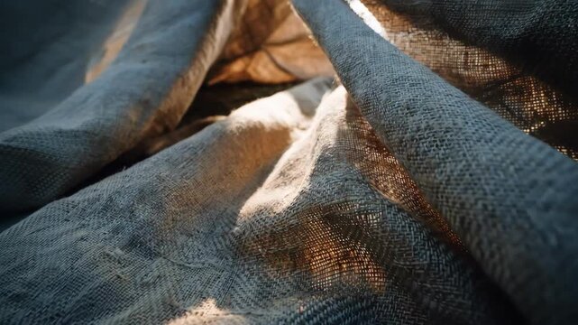 Medium shot of ecofriendly tent fabric made from natural hemp fibers highlighting its durability and texture for sustainable outdoor shelters.
