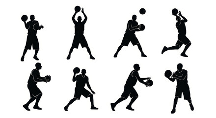 Obraz premium Basketball Player Silhouettes: Action Poses Collection
