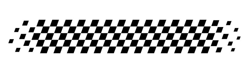 Obraz premium Fading checkered racing stripe, dynamic motorsport speed effect for automotive graphics and competition layouts, PNG with transparent background