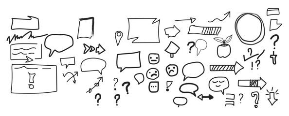 Hand-drawn Doodle Icons and Communication Symbols Collection
