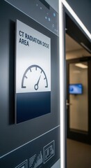 Modern Radiology Facility Interior Featuring CT Radiation Dose Indicator Display Signage