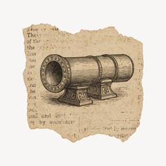 Fototapeta premium Vintage cannon illustration on parchment
