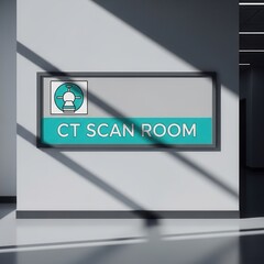 Modern Hospital Interior Featuring CT Scan Room Signage and Diagnostic Imaging Technology