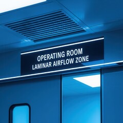 Modern Hospital Signage: Illuminated Operating Room and Laminar Airflow Zone Indication