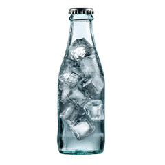 Refreshing Chilled Beverage in Glass Bottle with Ice for Professional Design