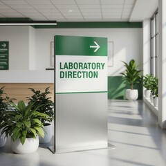 Modern Laboratory Signage Providing Clear Directions Within A Contemporary Medical Facility
