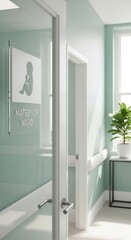 Modern Maternity Ward Interior Featuring Glass Doors and Calm Aesthetic For Newborn Care