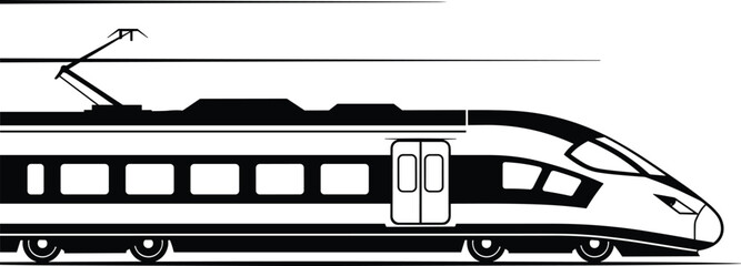 High speed electric train silhouette vector, modern railway transport locomotive with pantograph, passenger rail illustration isolated on white background © MdRayhan
