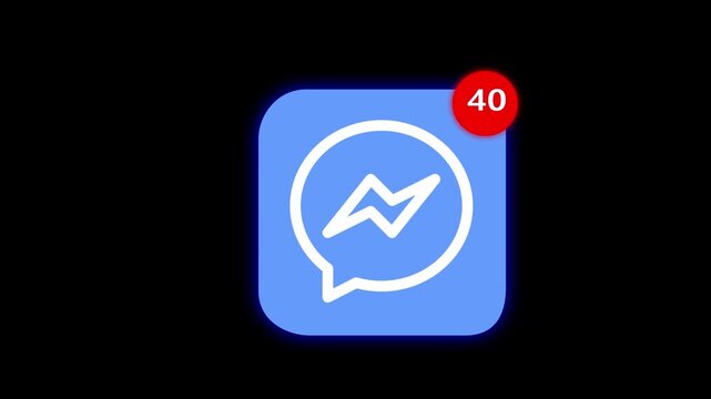 Messenger App with Notification Badge on Black Background facebook messenger chat messaging app unread messages