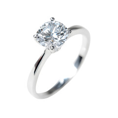 Elegant Silver Engagement Ring with Single Sparkling Diamond for Luxury Jewelry Photography