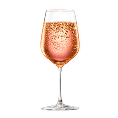 Elegant Wine Glass Filled with Sparkling Ros&eacute; Wine