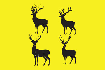 Naklejka premium Set Of Deer Silhouettes, Wild Stag Vector Isolated Deer Logo Symbol Graphic Set