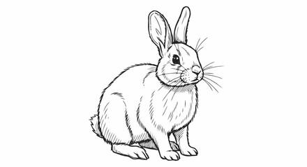 Rabbit Sitting with Ears Up Illustration.