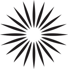 Obraz premium A stylized black and white sunburst pattern with radiating lines from the center