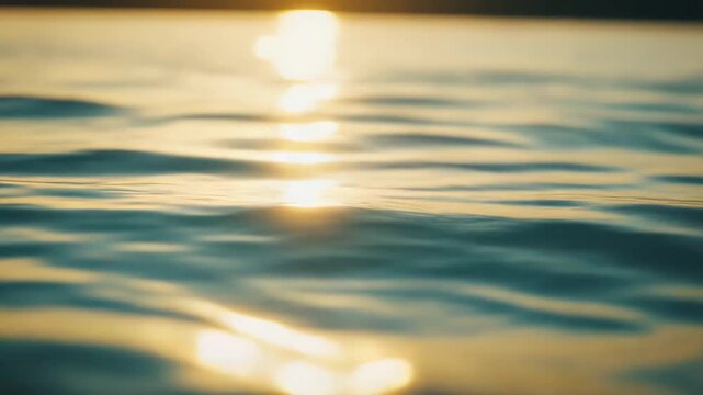 Sunlit water ripples form an abstract, golden blue pattern on the sea surface, shimmering with peaceful, serene reflections and fluid texture for calm nature and travel themes