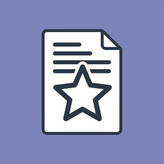 Obraz premium A stylized icon representing a document or paper with a prominent star symbol overlaid on its text.