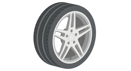 Obraz premium Isometric High Performance Car Wheel with Five Spoke Alloy Rim and Sport Tire