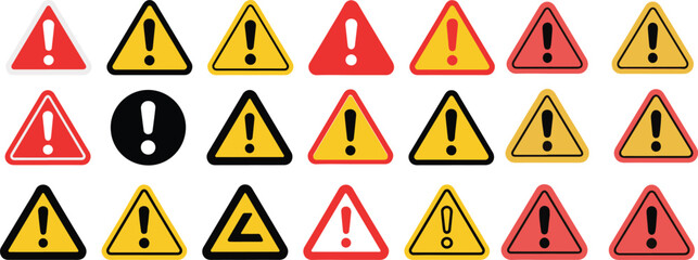 Danger Signs and Alert Triangle Vector Pack. Safety Hazard Icons. For use Warning, Danger, Alert Triangle Sign Set.