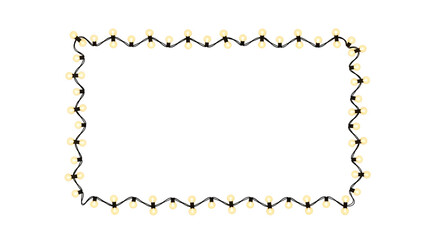 Rectangular string lights on black background with yellow bulbs