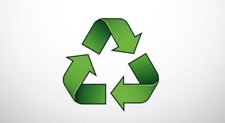 Green recycling symbol with three arrows on white background representing eco friendly practices and sustainability