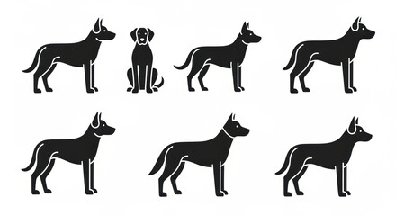 Obraz premium Collection of Black Dog Silhouettes in Various Poses
