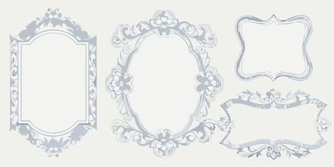 Obraz premium Collection of ornate light blue vintage frames and decorative borders