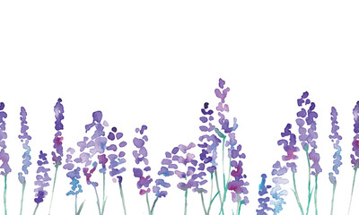 水彩画。水彩タッチのラベンダーベクターイラスト。ラベンダーの春植物背景。Watercolor painting. Watercolor lavender vector illustration. Lavender spring plant background.