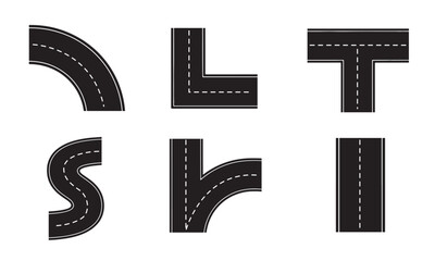 A collection of various road signs and symbols used in traffic management and navigation Vector