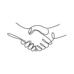 Obraz premium A continuous line drawing depicting two hands in a handshake