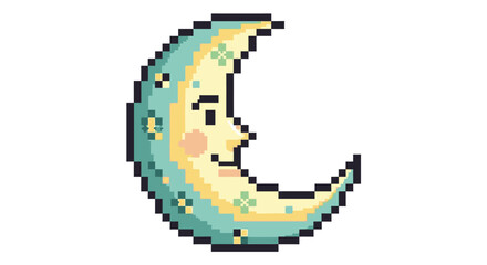 Obraz premium Smiling Crescent Moon Icon.