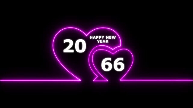 Happy valentines day hearts animation Suitable for valentines day celebration, social media post with happy new year 2066 confetti celebration. neon happy valentines day 4k video.