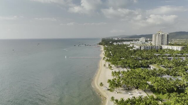 Long Beach (Bai Truong), Phu Quoc Island, An Giang (Kien Giang), Vietnam &ndash; 4K Aerial Drone Footage of Tropical Beaches, Turquoise Water, Sandy Shoreline, Resorts, Coral Reefs, Coastal Forest