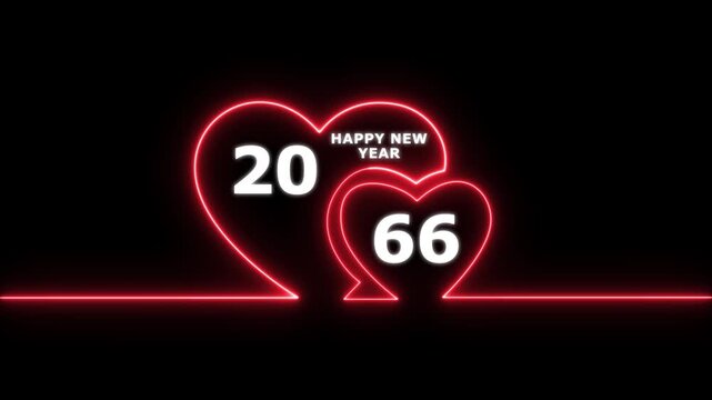 Happy valentines day hearts animation Suitable for valentines day celebration, social media post with happy new year 2066 confetti celebration. neon happy valentines day 4k video.