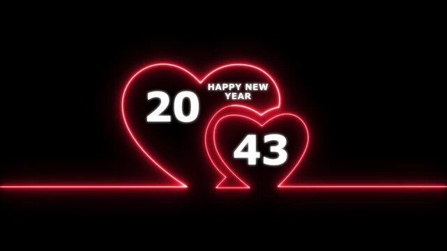 Happy valentines day hearts animation Suitable for valentines day celebration, social media post with happy new year 2043 confetti celebration. neon happy valentines day 4k video.