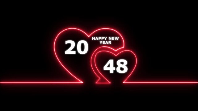 Happy valentines day hearts animation Suitable for valentines day celebration, social media post with happy new year 2048 confetti celebration. neon happy valentines day 4k video.
