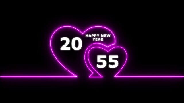 Happy valentines day hearts animation Suitable for valentines day celebration, social media post with happy new year 2055 confetti celebration. neon happy valentines day 4k video.