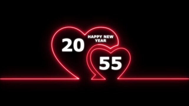 Happy valentines day hearts animation Suitable for valentines day celebration, social media post with happy new year 2055 confetti celebration. neon happy valentines day 4k video.