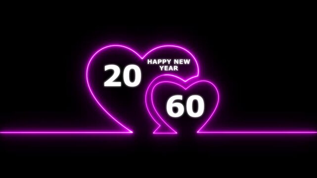 Happy valentines day hearts animation Suitable for valentines day celebration, social media post with happy new year 2060 confetti celebration. neon happy valentines day 4k video.