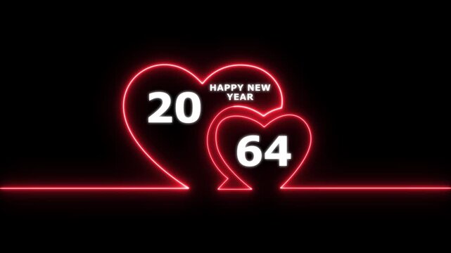 Happy valentines day hearts animation Suitable for valentines day celebration, social media post with happy new year 2064 confetti celebration. neon happy valentines day 4k video.