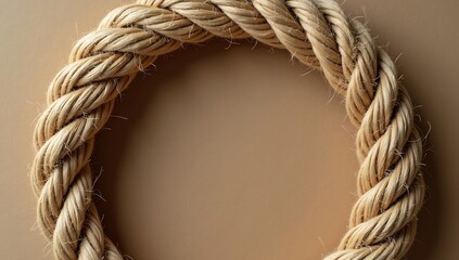 Thick Natural Fiber Rope Twisted into a Circle.