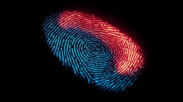Biometric Fingerprint Scan Red and Blue Light Security Identification