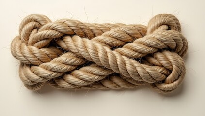 Thick Natural Fiber Rope Tied in a Complex Knot.