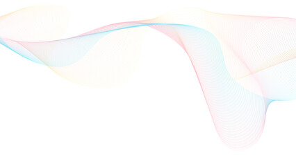 Thin wavy line abstract background. Wavy line horizontal divider outline minimalist background. Abstract blue and pink lines wave curve motion on white background. Vector Illustration.