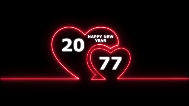 Happy valentines day hearts animation Suitable for valentines day celebration, social media post with happy new year 2077 confetti celebration. neon happy valentines day 4k video.