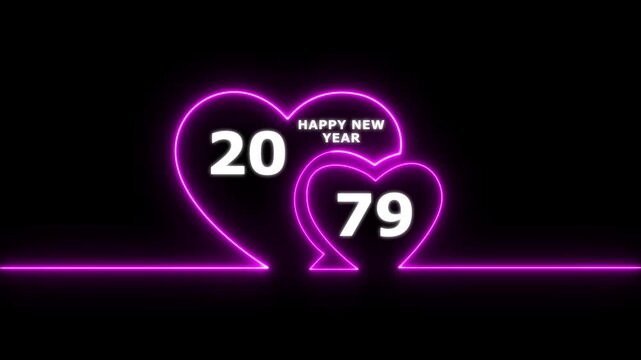 Happy valentines day hearts animation Suitable for valentines day celebration, social media post with happy new year 2079 confetti celebration. neon happy valentines day 4k video.