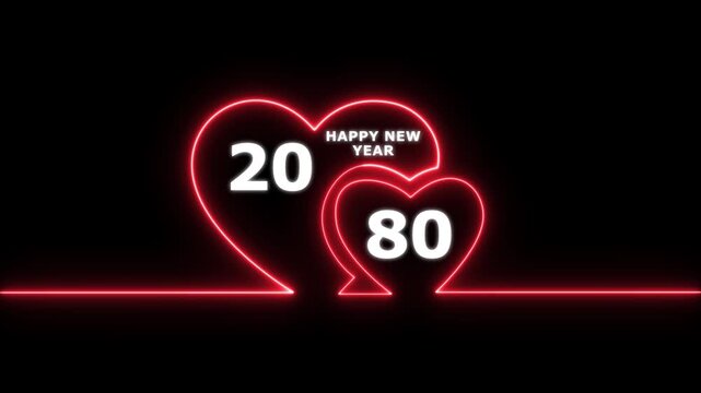 Happy valentines day hearts animation Suitable for valentines day celebration, social media post with happy new year 2080 confetti celebration. neon happy valentines day 4k video.