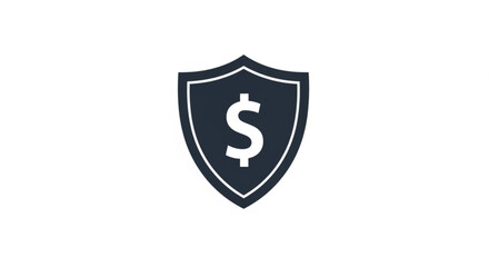 Fototapeta premium A financial protection shield icon with a dollar sign, representing secure money and investment